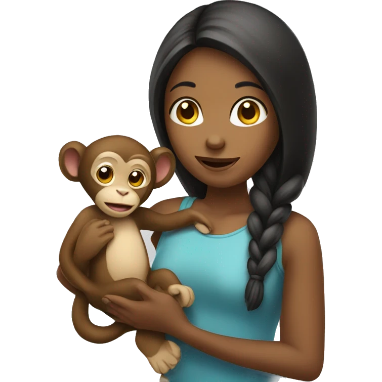 girl holding monkey emoji