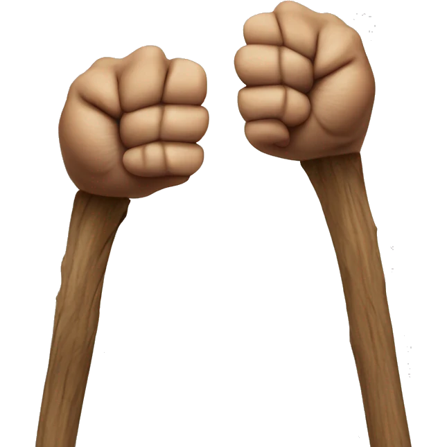 Two closed fists pushed together, breaking a stick emoji