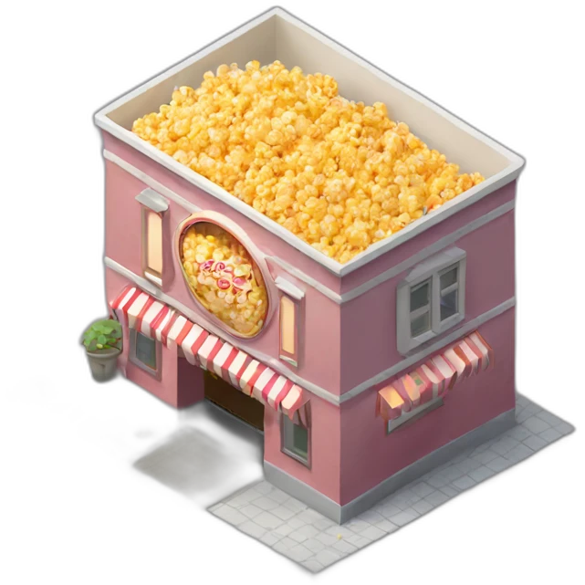 Popcorn cinema house isometric emoji