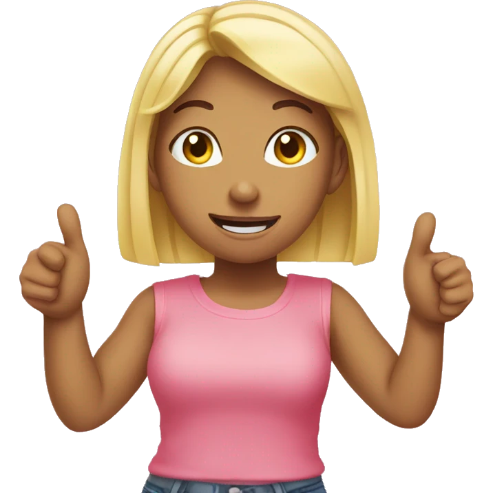 girl two thumbs pointing at herself emoji