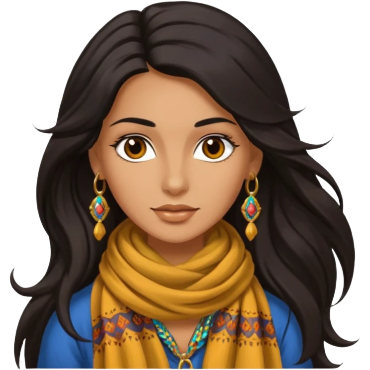 Gypsy female long hair emoji