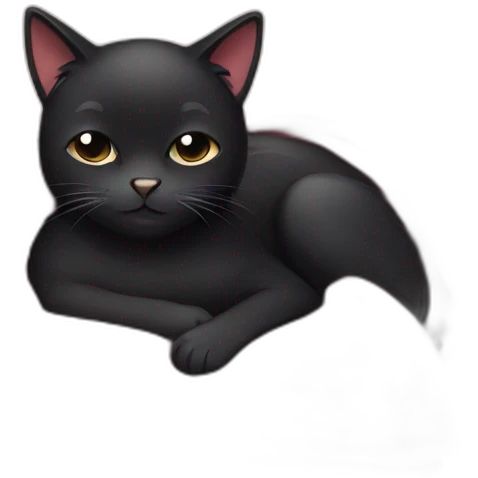 Sleepy black cat with blanket emoji