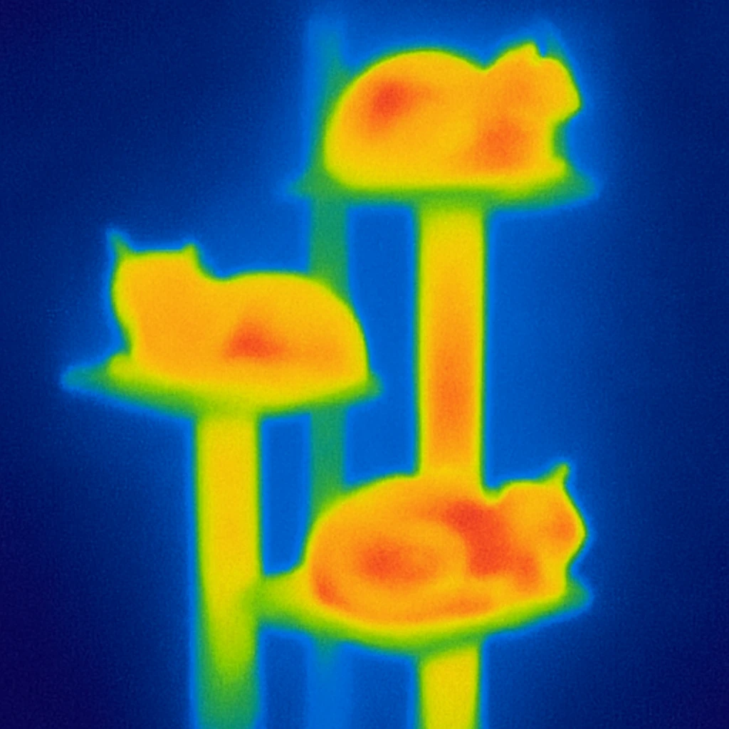 cats relaxing in a vertical playhouse emoji
