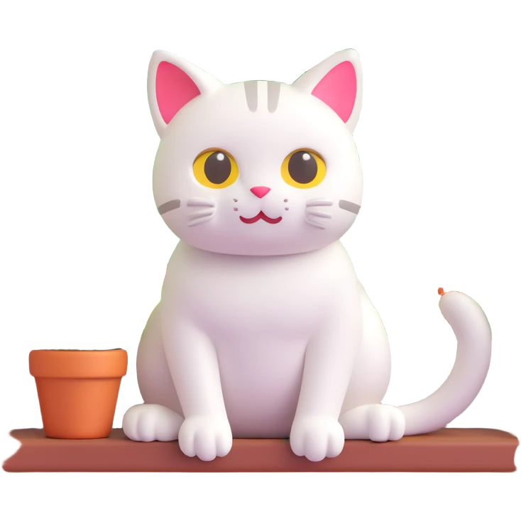 3D iOS style emoji of a cat sitting on a windowsill looking outside at a garden emoji