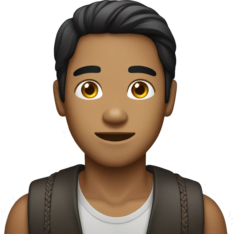 phillipino bronzed young man with long long straight black hair emoji