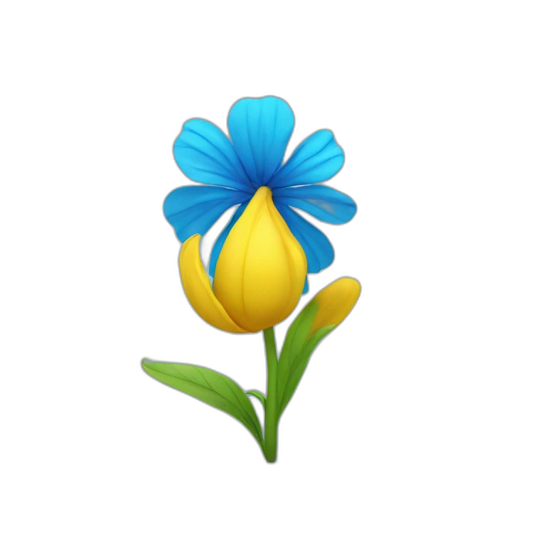 yellow flower with 3d blue body dancing emoji