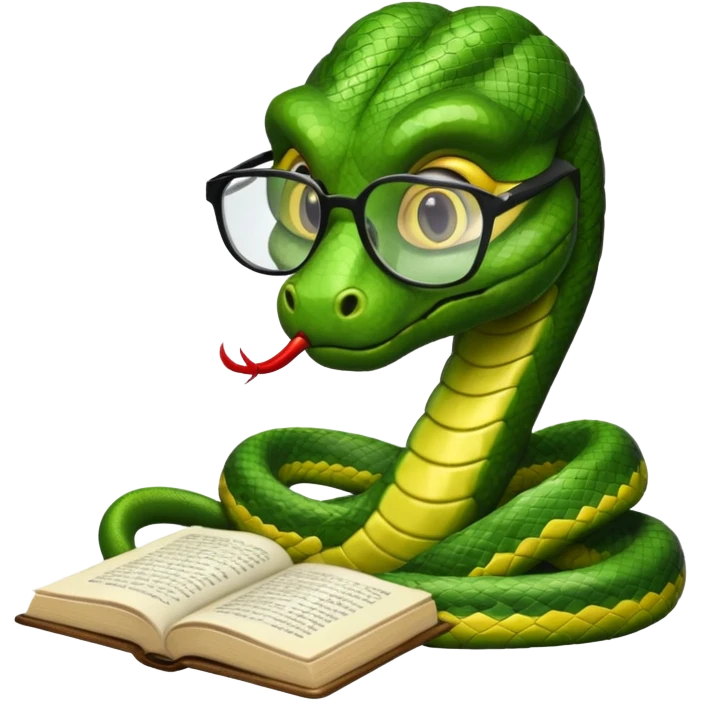 kitap okuyan gözlüklü yılan emoji