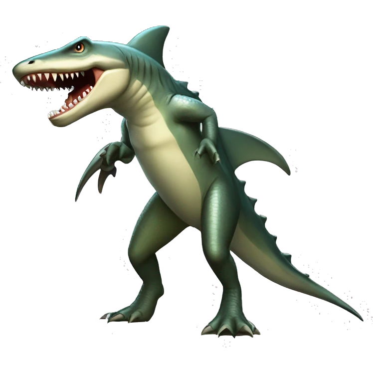 Full body edgy shiny shark-alligator-raptor-dinosaur emoji