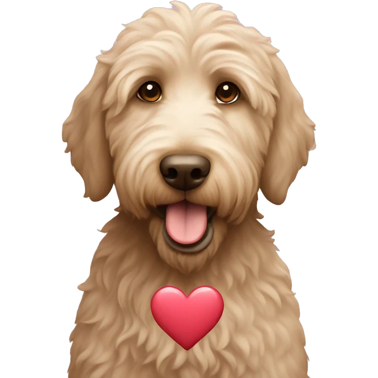 Labradoodle with a heart emoji