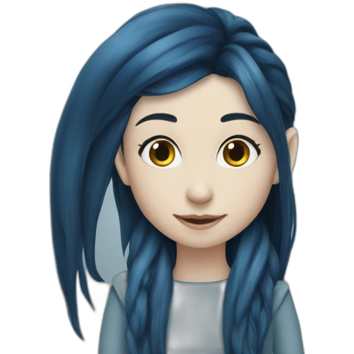 Long-dark-blue-hair-elf-girl-winter emoji