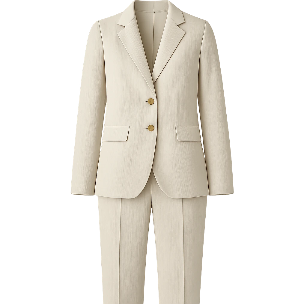 classic European women's linen suit, just the clothes, no person, white background emoji