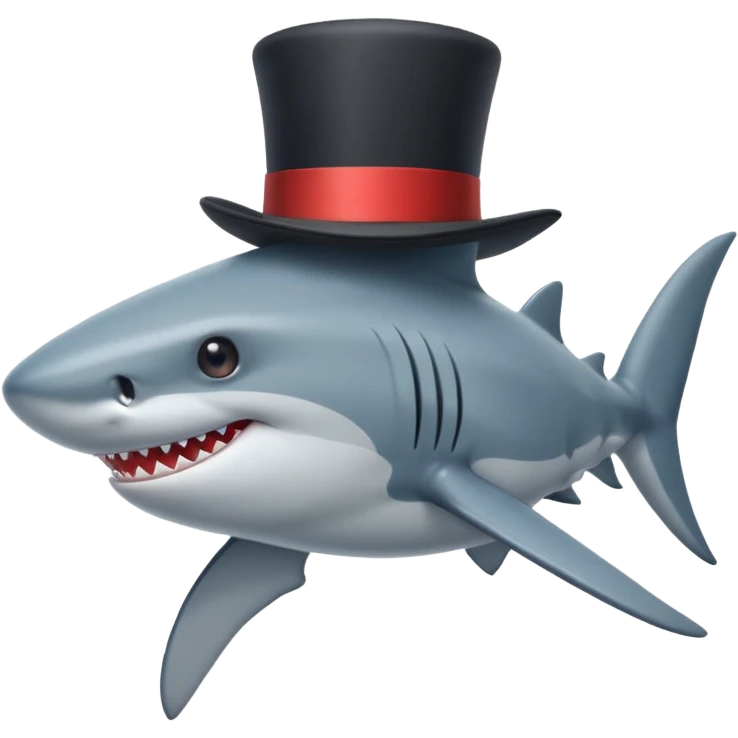Shark with a top hat emoji