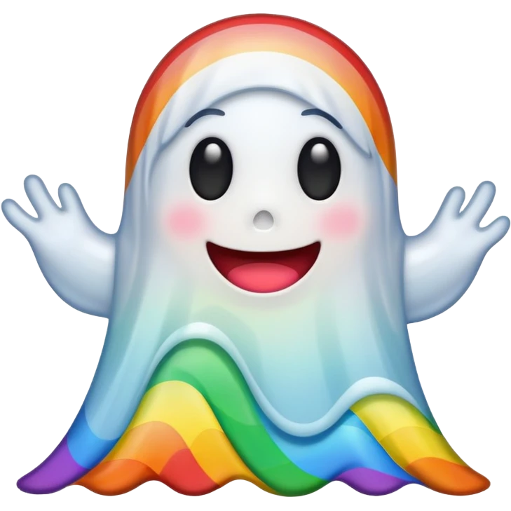 cartoon ghost with a wavy bottom and rainbow stripes emoji