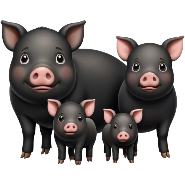 Black pig couple and a black piglet emoji