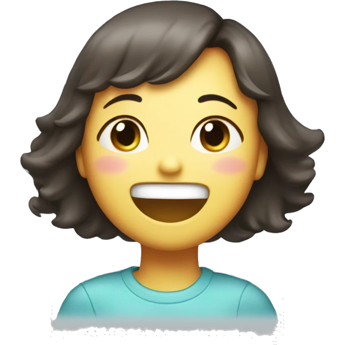 A cute, cheerful version of Lisa laughing, maybe with her covering her mouth and eyes closed in joy, surrounded by light blue sparkles emoji