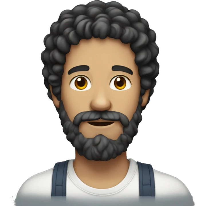 White Man with dark curly hair and beard emoji