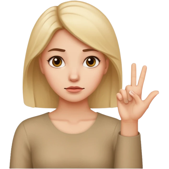 I want the woman to look like she is rejecting something. She is holding her hand up like "nope" and looking unimpressed and sassy emoji