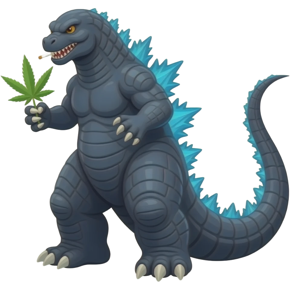 Godzilla smoking weed emoji