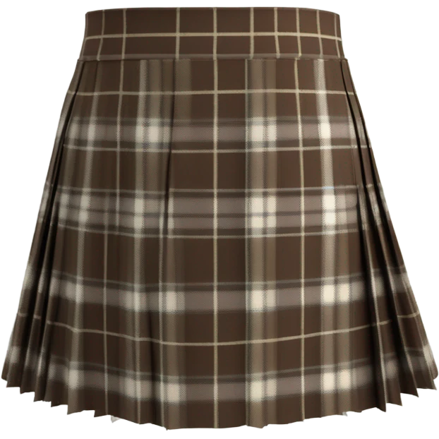 Brown tartan pleated mini skirt, isolated emoji
