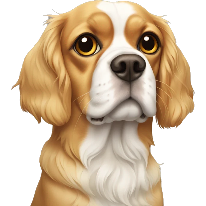 king charles cavalier and yellow labrador next to each other  emoji