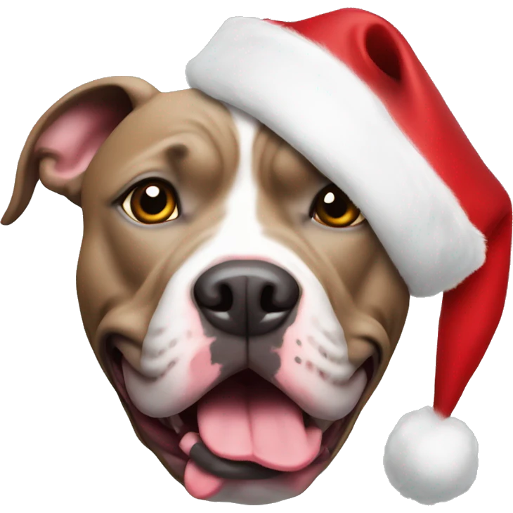 pitbull with christmas hat emoji