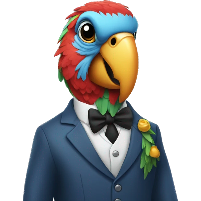 parrot wearing suit emoji