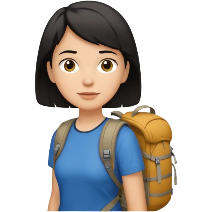 a white woman who has black short hair hiking  emoji
