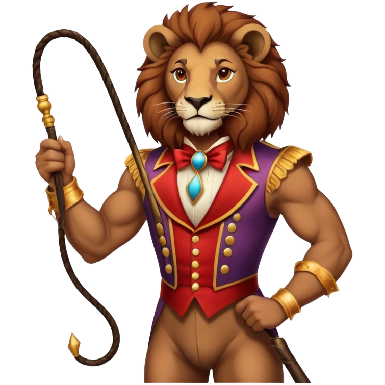 Vintage circus male lion Tamer holding whip emoji