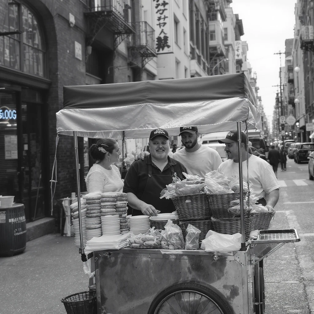 hotdog seller in New York with cart emoji