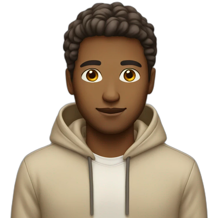 Brown guy with beige hoodie emoji