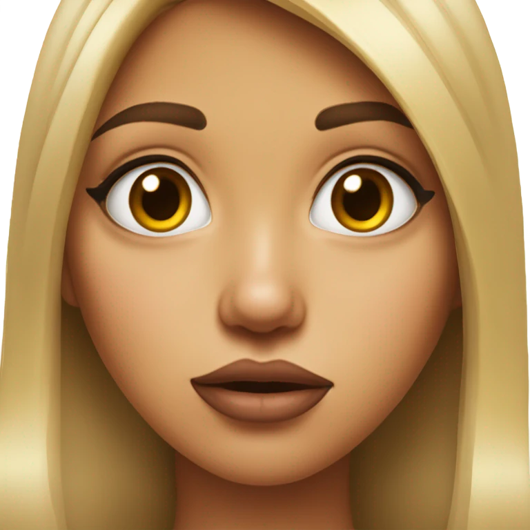 realistic portrait of girl with duck face emoji