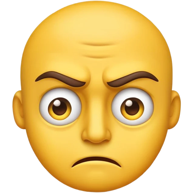 I want an emoji with a yellow face that expresses both disgust and arrogance — the kind of look that’s cold, judgmental, and unimpressed, as if it’s staring at something disappointing. The eyes should look annoyed and superior, with raised or furrowed eyebrows, and the mouth should be slightly twisted in a condescending or dismissive way, like a picky, snobbish person who expected better and now looks down on what they see. emoji