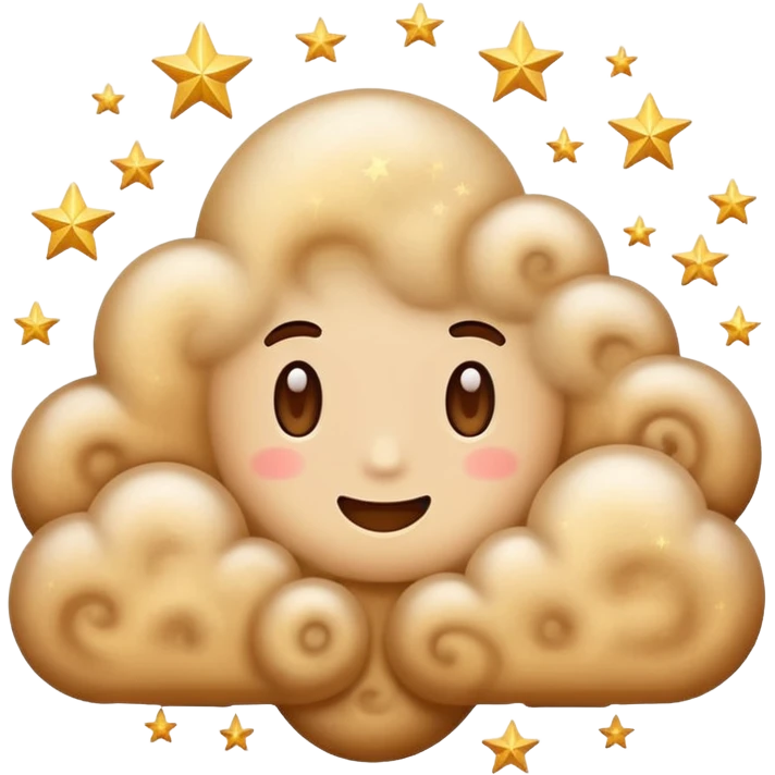 A cloud of dust with various swirls and stars emerging from it. emoji