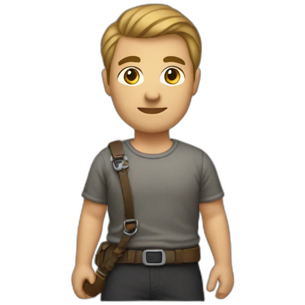 short-haired men with a macebell emoji