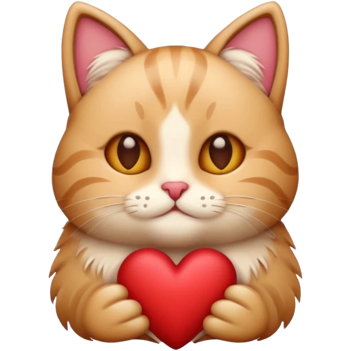A stylized Christmas emoji of a cute cat and a heart, minimalist design, soft warm colors, cozy winter mood, simple background, sweet and romantic.
 emoji