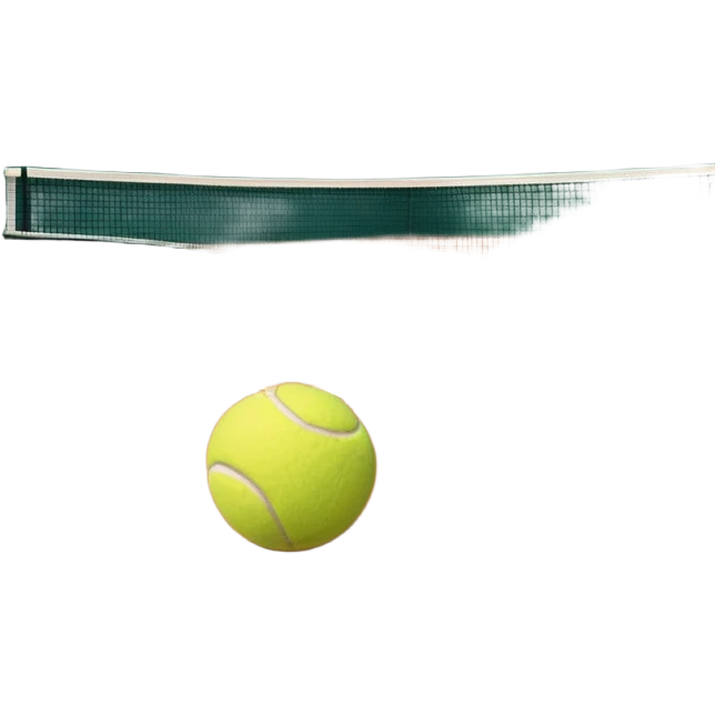 A tennis court at the Roland Garros tournament, with the iconic clay surface and a tennis ball bouncing near the net. The scene evokes the energy and excitement of the grand event, with vibrant crowds in the stands and a competitive atmosphere. emoji