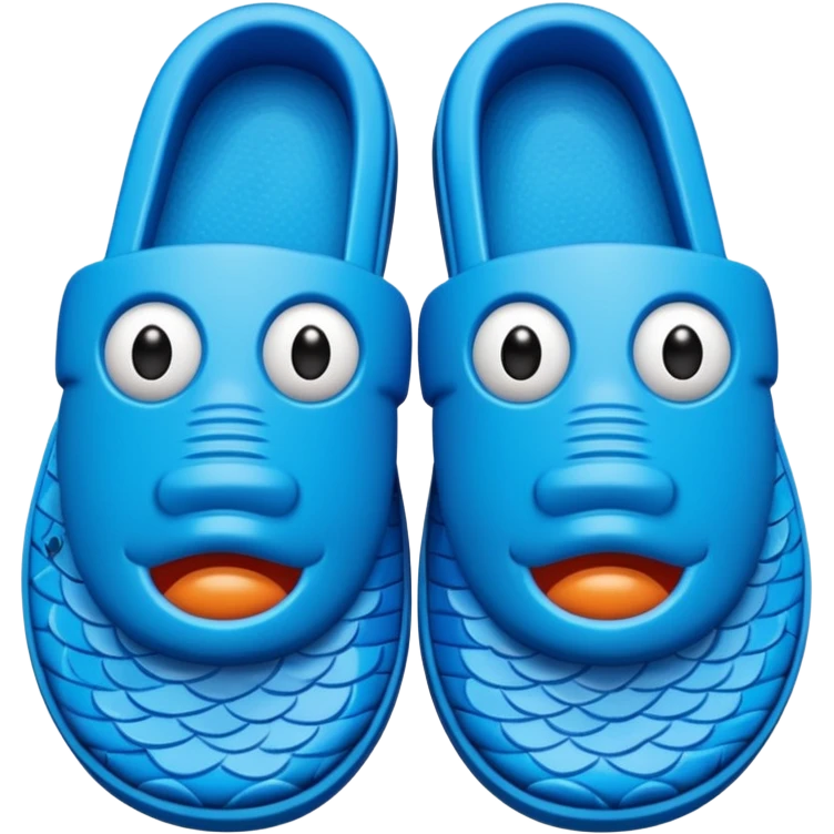 rubber pool slippers with fish face on the top emoji