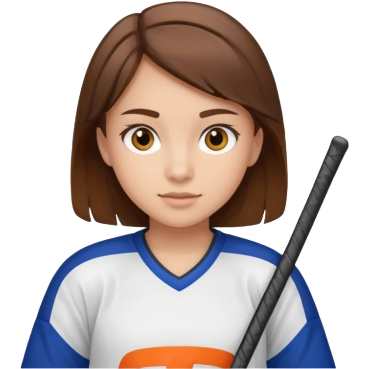 ragazza che gioca a hockey con occhi marroni e capelli castani sull età di 11/12 anni emoji