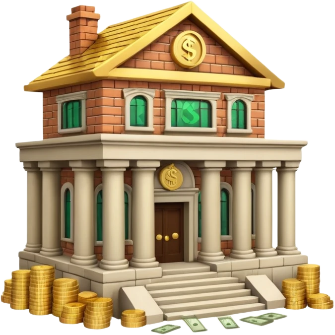 a bankhouse with money emoji