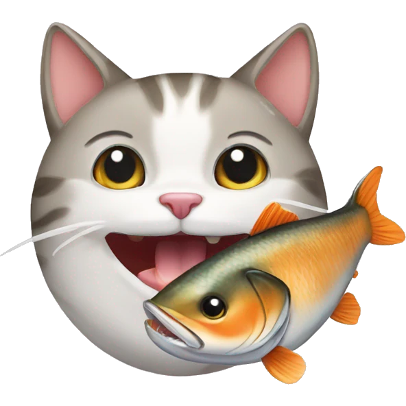 Cat eating a fish emoji