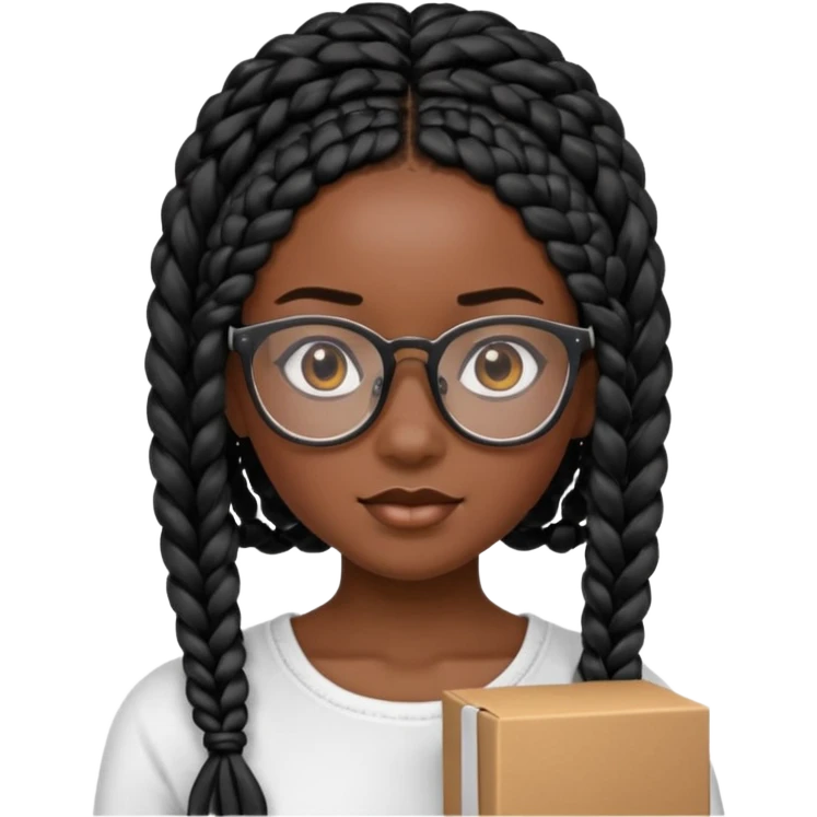 A girl with box braids with edges and glasses with a white top emoji