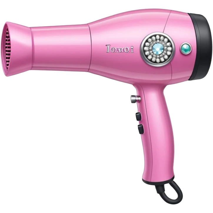 pink elegant blow dryer with diamonds and jewelry emoji