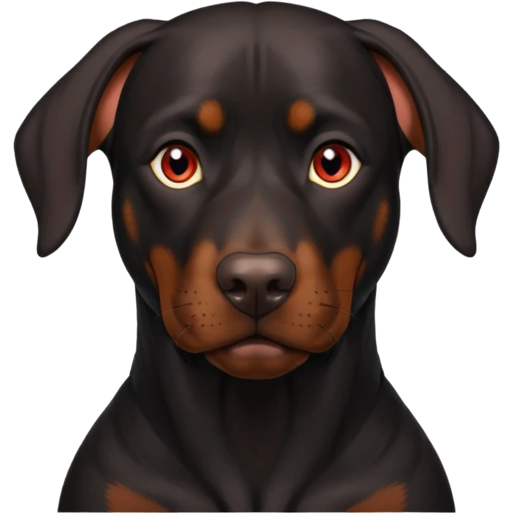 big red eyed black doberman emoji