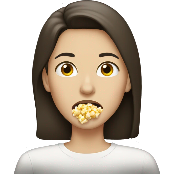 White brunette woman putting popcorn in her mouth emoji