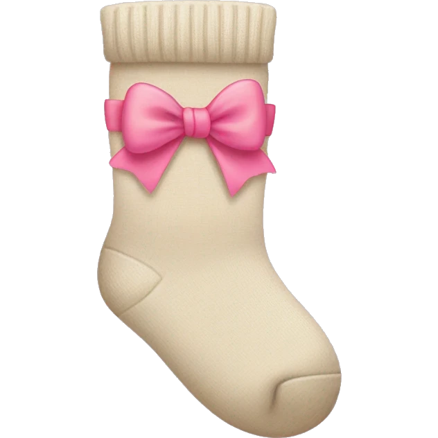 beige socks with a pink bow emoji