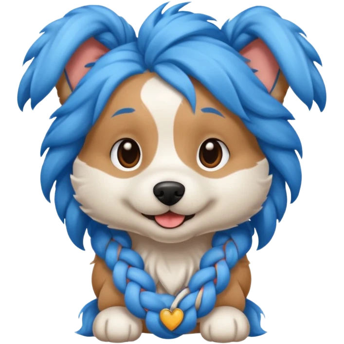 blue braided haired dog emoji