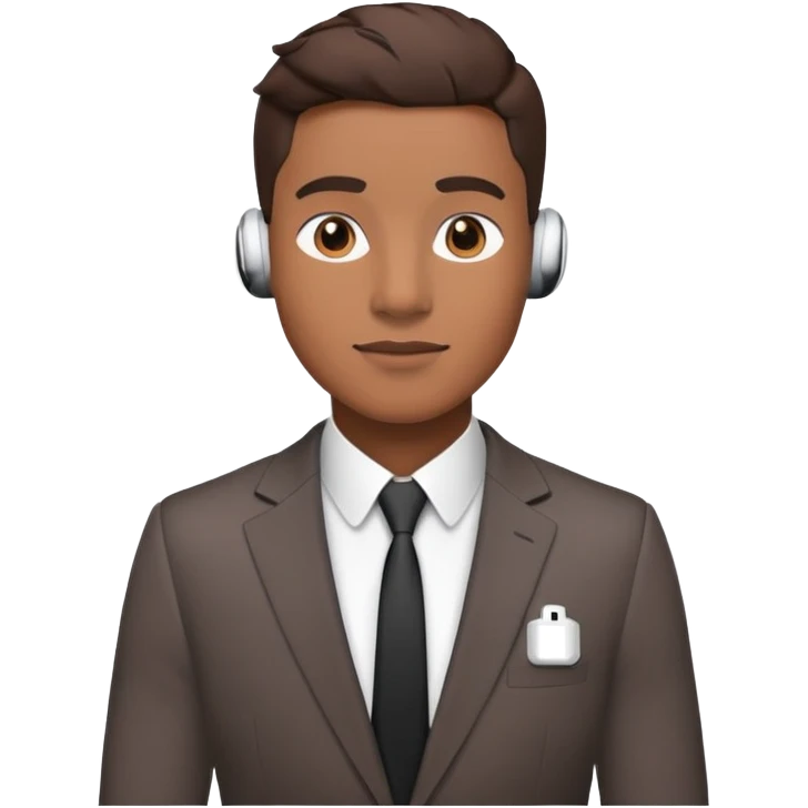 Brunette Man in suit with Airpods in emoji