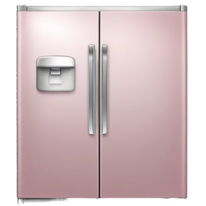 Realistic metallic light pink fridge isolated.  emoji