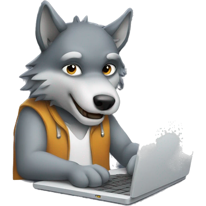 wolf working on laptop emoji