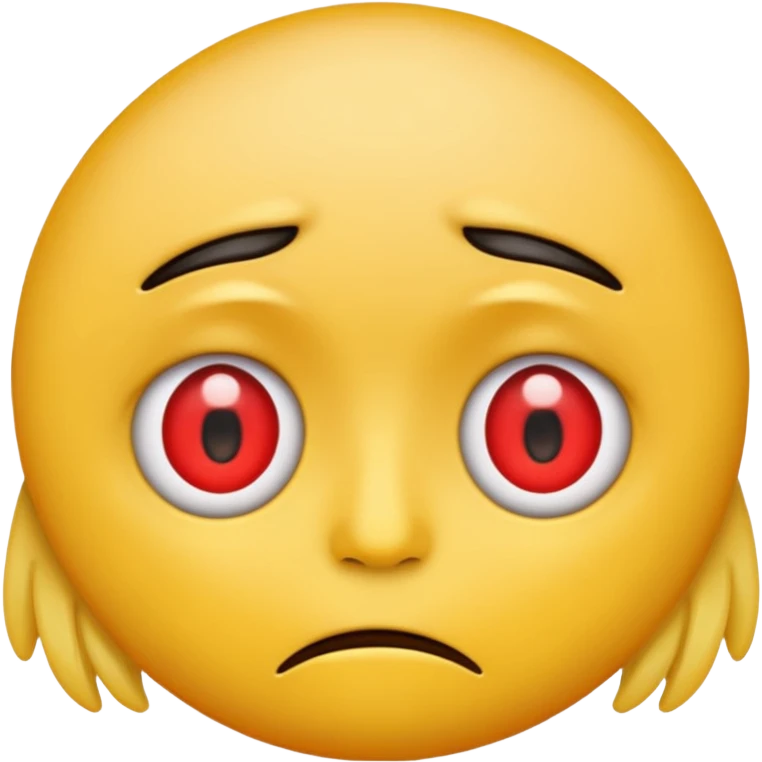 An emoji with red round eyes  with tired face! emoji